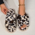 thumbnail image 5 of Zapatillas con apertura cruzada, primavera y otoño, hogar, antideslizante, fondo plano, estilo de pareja, zapatillas peludas simples de moda con punta abierta, 5 of 5
