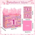 thumbnail image 2 of 1st Birthday Gift Bag for Girls with Tissue Paper & Card Pink Happy 1st Birthday Gift Wrapping Bag - Cute Glitter Star Party Supplies for Daughter Niece 1 Year Old, 2 of 4