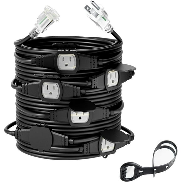 SHIQI-50FT 12 Gauge Outdoor Power Extension Cord,Seven Outlet Cable.Multiple Evenly-Spaced Plug Ideal for Landscaping Light,Stage Backlines,Holiday Decoration,Cord Splitter ETL Listed\u2026