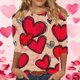thumbnail image 1 of RKSTN Valentines 3/4 Sleeve Tops for Women Oversized Crewneck Valentine's Day Graphic Printed Short Sleeve T Shirt Womens Casual Round Neck Loose Comfy Loves Heart Print Three Quarter Sleeve Shirts, 1 of 6