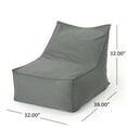 Noble House 3' Water Resistant Fabric Bean Bag Chair in Dark Gray