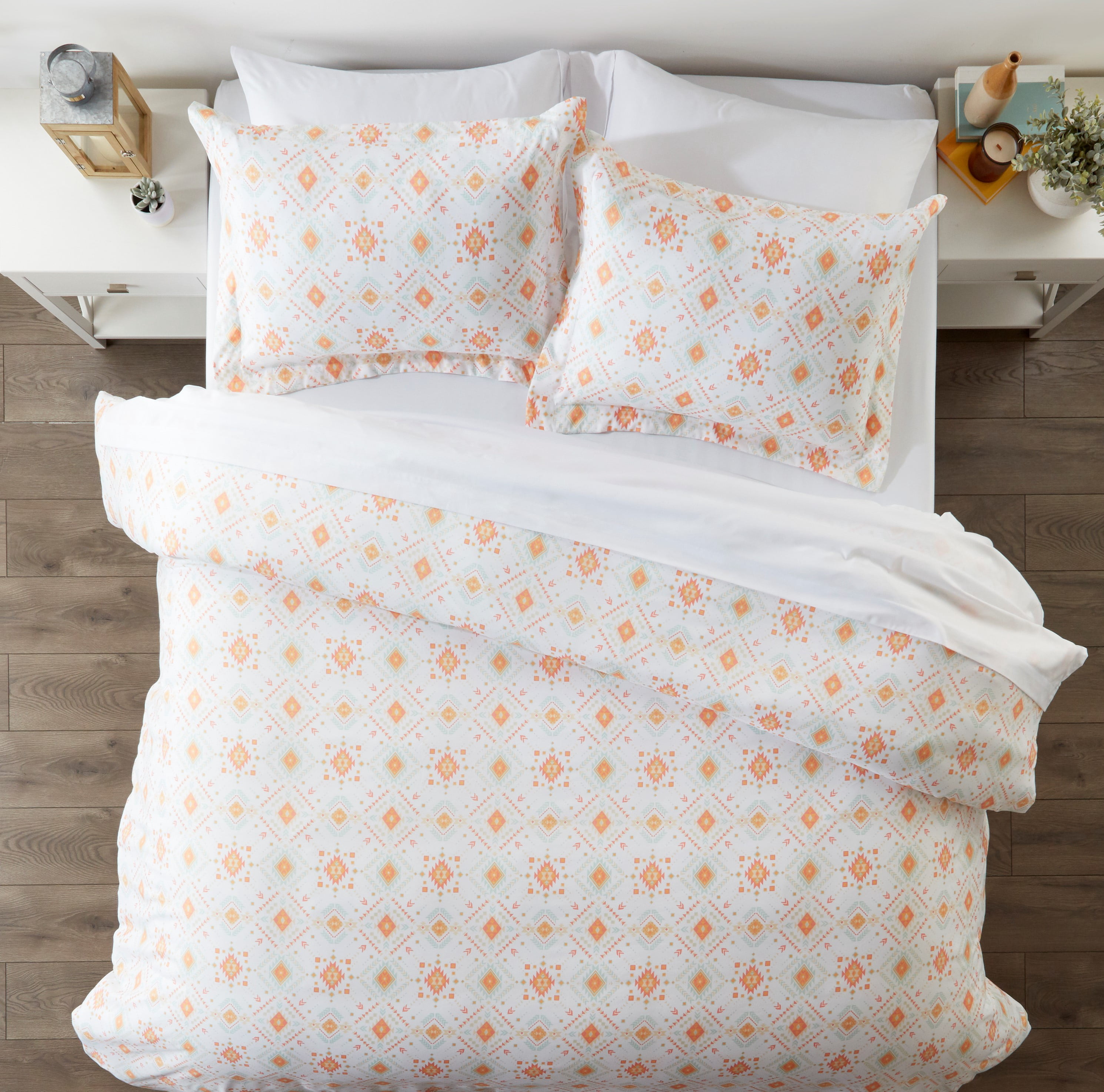 Noble Linens Coral Aztec Dreams Pattern 3-Piece Duvet Cover Set, King/Calking