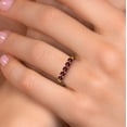 thumbnail image 4 of Gem Stone King 18K Yellow Gold Plated Silver Red Rhodolite Garnet Wedding-Bands Ring for Women | 1.10 Cttw | Round 3.5MM | Gemstone January Birthstone | Size 6, 4 of 6