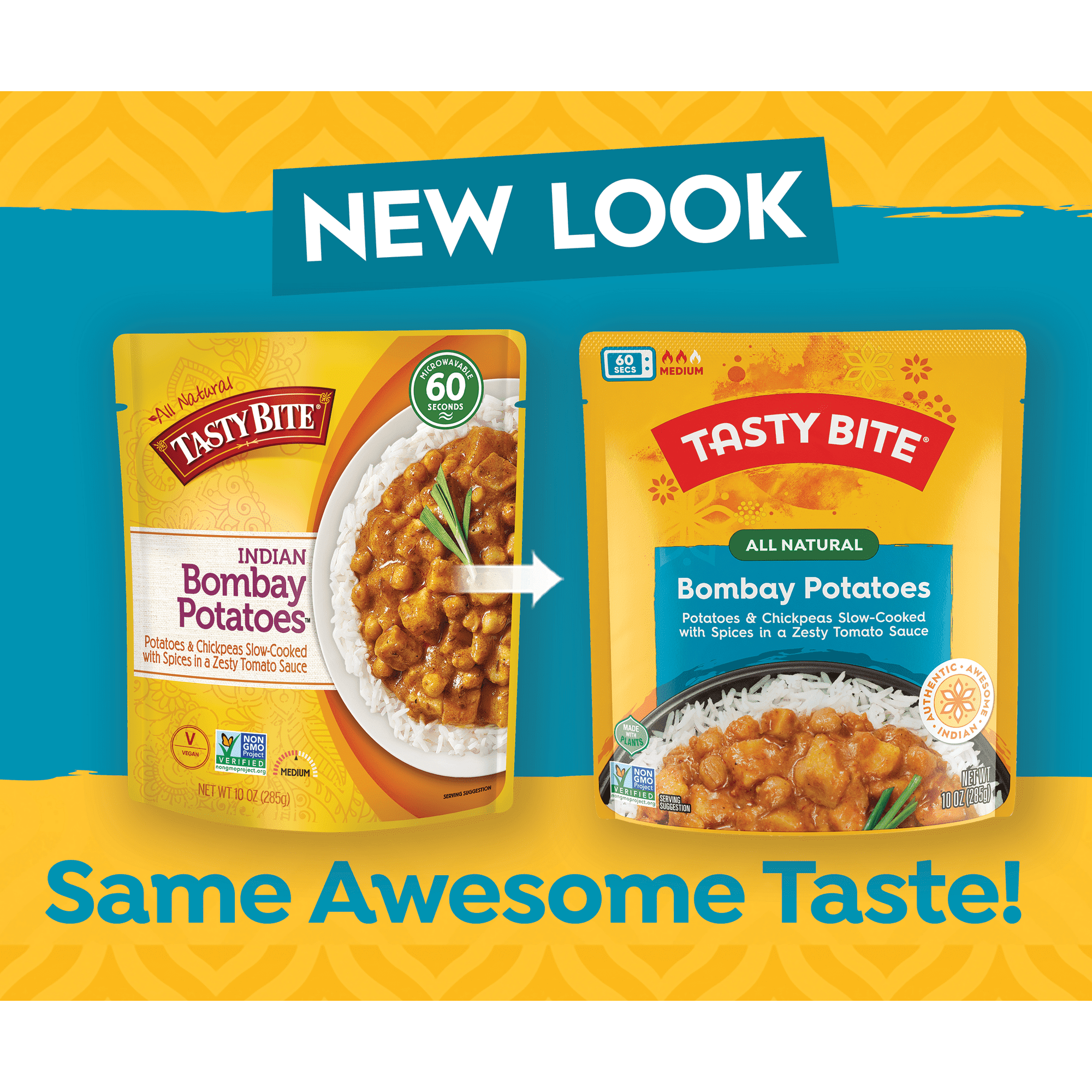 Pack of 6, Tasty Bite Bombay Potatoes Microwavable Pouch, 10 oz