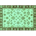 thumbnail image 1 of Ahgly Company Machine Washable Indoor Rectangle Oriental Turquoise Blue Traditional Area Rugs, 2' x 4', 1 of 4