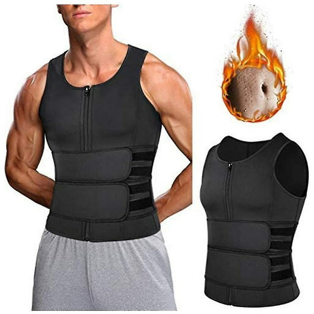 Black XL Hombres Body Shaper Cintura Entrenador Sauna Chaleco Doble Cinturón Abdomen Adelgazante Sudor Chaleco Fitness Cinturón
