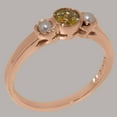 thumbnail image 3 of LBG British Made 9k Rose Gold Natural Peridot & Cultured Pearl Womens Anniversary Ring - 33 size options - Size 10, 3 of 5