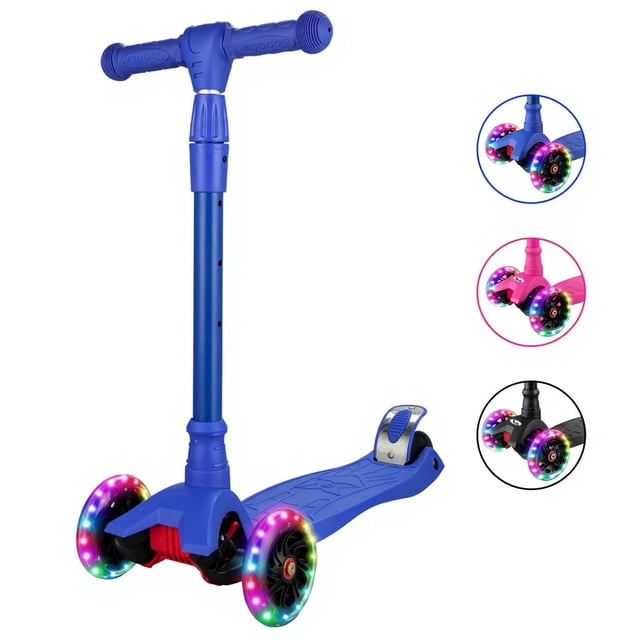 GloryStar Trottinette à 3 Roues pour Enfants, Trottinette pour Tout-Petits avec Inclinaison pour Diriger, 4 Hauteurs de Guidon Réglables, Roues Clignotantes, ABEC-9 Roulements