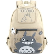 Roffatide Anime My Neighbor Totoro Laptop Backpack Printed School Bag Canvas Backpack Synthetic Leather Rucksack Khaki