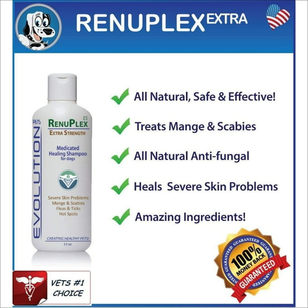 RenuPlex Medicated Dog Mange Shampoo. Extra Strength Mange Shampoo