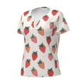 thumbnail image 3 of Wukai Hand Drawn Strawberry Casual V-Neck Graphic Tees for Women: Lightweight and Breathable Summer Tops with Stylish Design-XX-Large, 3 of 8