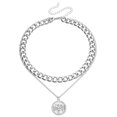 thumbnail image 1 of Collar con colgante de fritillaria en blanco y negro con incrustaciones de diamantes y árbol de la vida de joyería de moda para mujer, cadena gruesa de aluminio y metal, 1 of 6