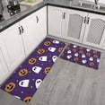 thumbnail image 2 of Halloween Purple Ghosts and Pumpkins Kitchen Rugs Sets Of 2,Anti Fatigue Kitchen Mat Rugs Non Slip Washable,Decorative Kitchen Floor Mats for Kitchen,Sink,Laundry,17"x30"+17"x47", 2 of 7