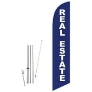 Cobb Promo Real Estate Blue Feather Flag with Complete 15ft Pole kit and Ground Spike
