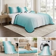 thumbnail image 6 of Twin XL Quilt Set 68''x98'', Teal Ombre Lightweight Bedspread Coverlet Set with 2 Pillow Shams, Turquoise White Gradient Modern Abstract Art Breathable All Season Quilt Bedding for Dorm/Guest Room, 6 of 9