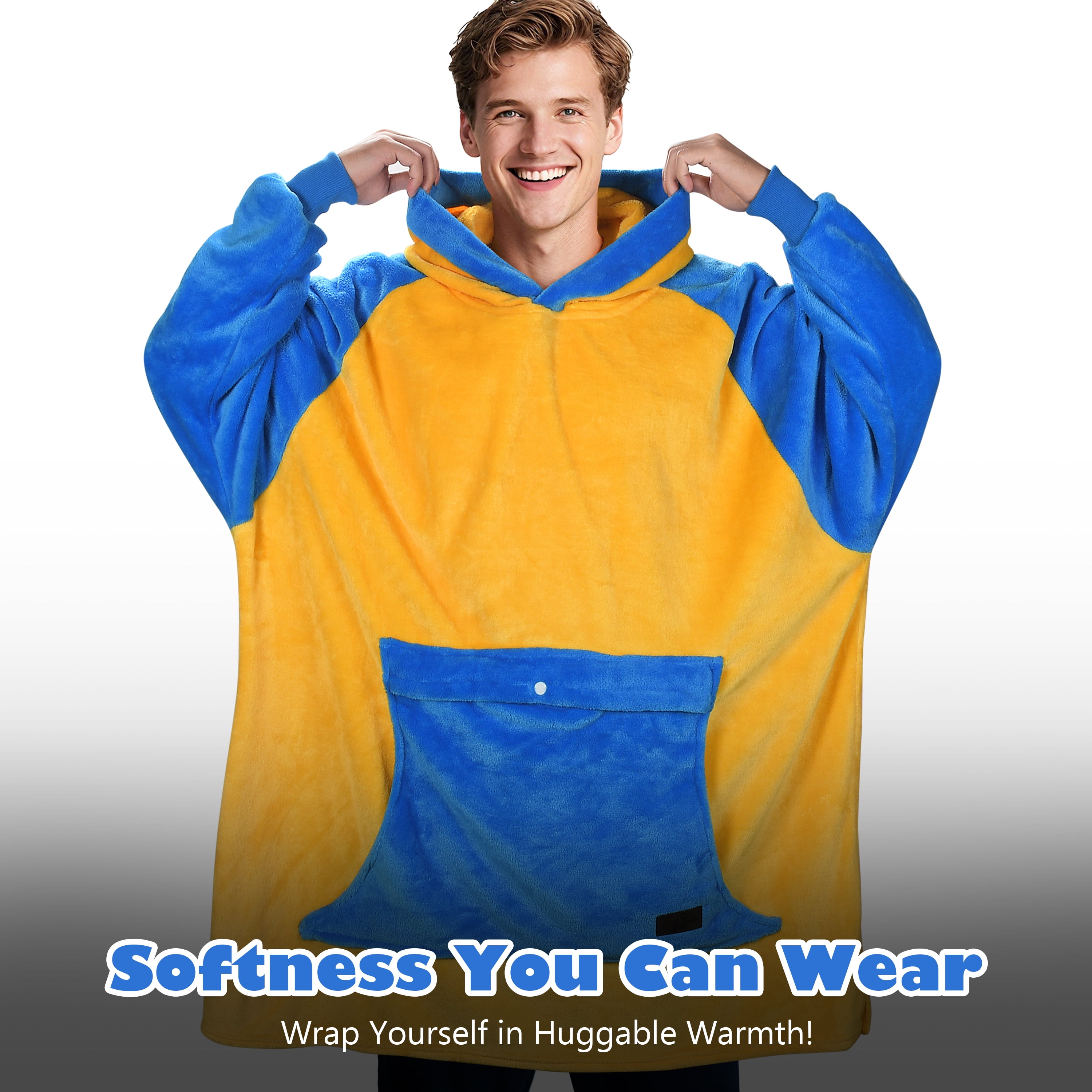 Catalonia Oversized Blanket Hoodie Sweatshirt, Fleece Pullover with Large Front Pocket, for Adults Men Women