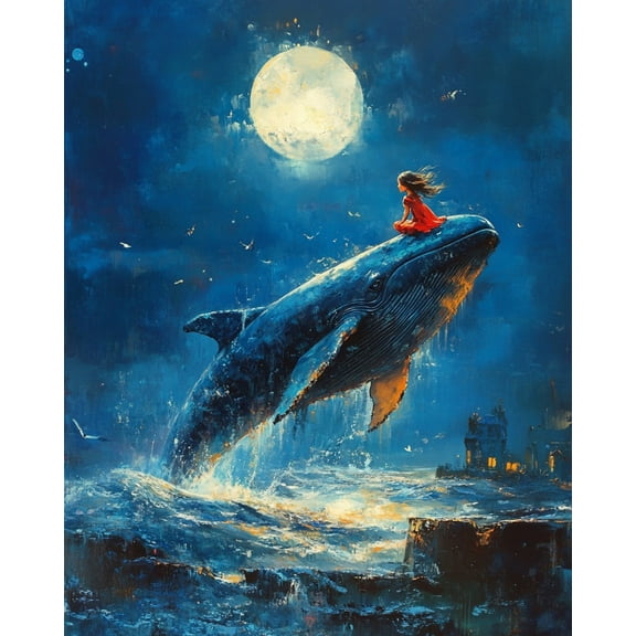 Paint by Numbers for Adults Kids Beginner Moonlit Night Whale Song DIY Acrylic Painting by Numbers Kits with Brushes Acrylic Pigment Home Decoration Gifts 16 x 20 inch