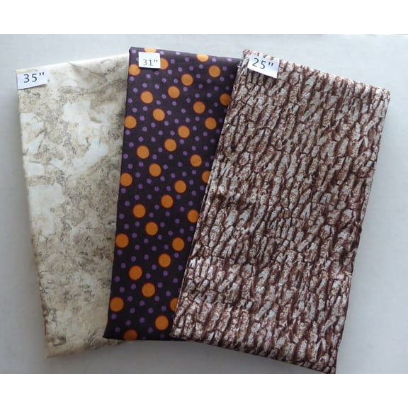 Brown Bark Purple Yellow Dots tan tone 2yds 20in Last the Best End of Bolt