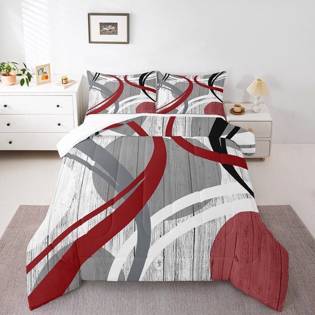 Erosebridal Stripes Lines Comforter Sets Toddler Size,Abstract Geometry Comforters & Duvets,Lodge Decor,Breathable,2pcs