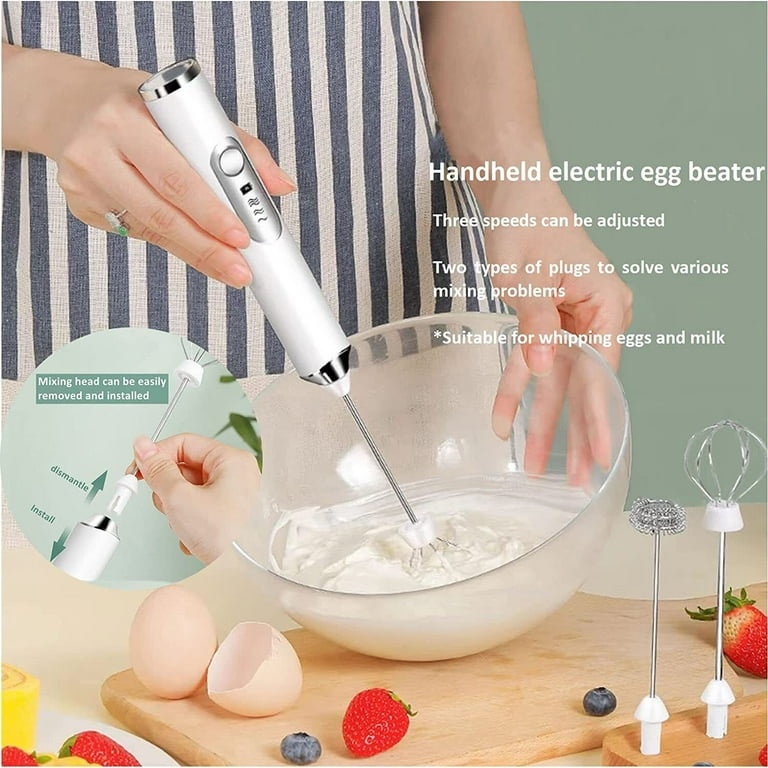 Electric Milk Frother Handheld Double Whisk Foam Maker Coffee Egg  Rechargeable