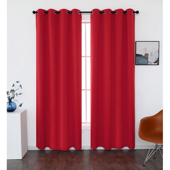 INLINAS 42W x 96L Inch Blackout Curtains for Bedroom, Thermal Insulated, Noise Reduction, Energy Saving Set of 2 Panels, Coral Pink