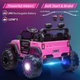 thumbnail image 5 of EastVita 24V Kids Ride on Electric Car with Remote Control 2 Seats 20" Extra Large Seat Wide Truck Wheels Vehicle Front Storage Bottle Holder Central Control Horn Bluetooth USB, 5 of 10