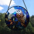 thumbnail image 2 of Personalized Night Owl Stained Glass Suncatcher Artistic Window Hanging, Night Owl 78” Hand-Painted Glass Panel Wall Home Decor, Night Owl Garden Decor dWy4iT (Night Owl 5), 2 of 4