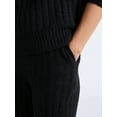 thumbnail image 3 of Joyspun Women's Cozy Ribbed Crewneck Top and Wide-Leg Pants Set, 2-Piece, Sizes XS-3X, 3 of 4