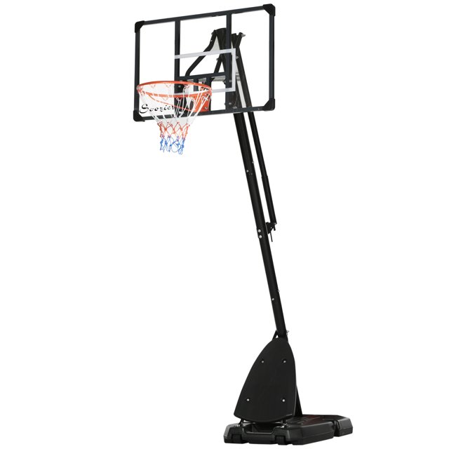 CoSoTower Panier de Basketball Portable d'Extérieur avec Support et Panneau Arrière, Base Lestée à Roulettes, Hauteur Réglable 115.4 Pouces-137.8 Pouces