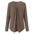 thumbnail image 4 of larppty Women Tops Long Sleeve Shirts V Neck Loose Fit Soft Casual Solid Color T-Shirts Fall Clothing (Brown, XXL), 4 of 5