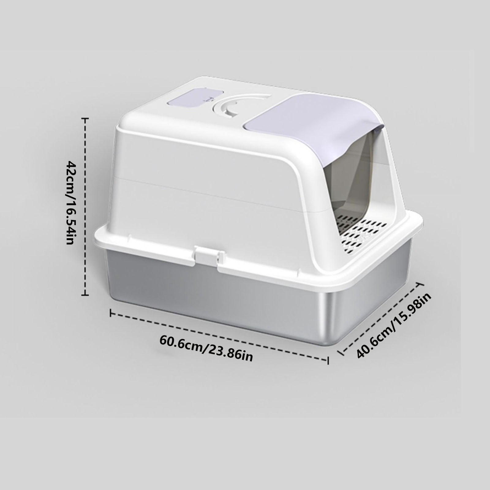 Stainless Steel Cat Litter Box, Large Enclosed Hign-Sided Litter Box with Removable Lid, Odor Free, Easy Cleaning, Anti-Urine Leakage for Big Cats/Multiples