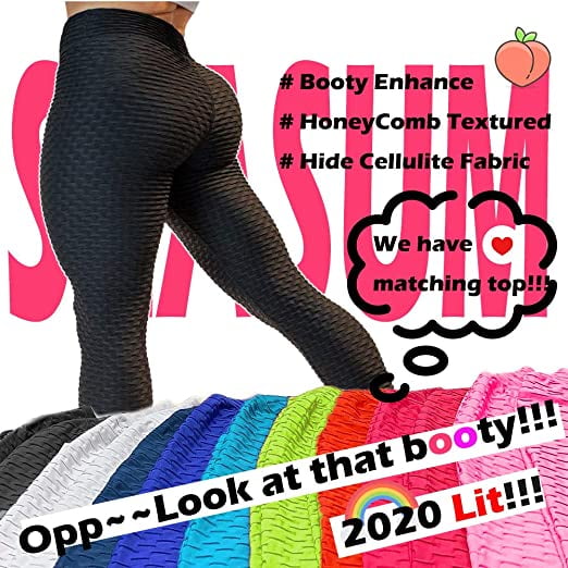 Canrulo Women Booty Legging Yoga Pants Bubble Butt Lifting Workout Tights  Black M 
