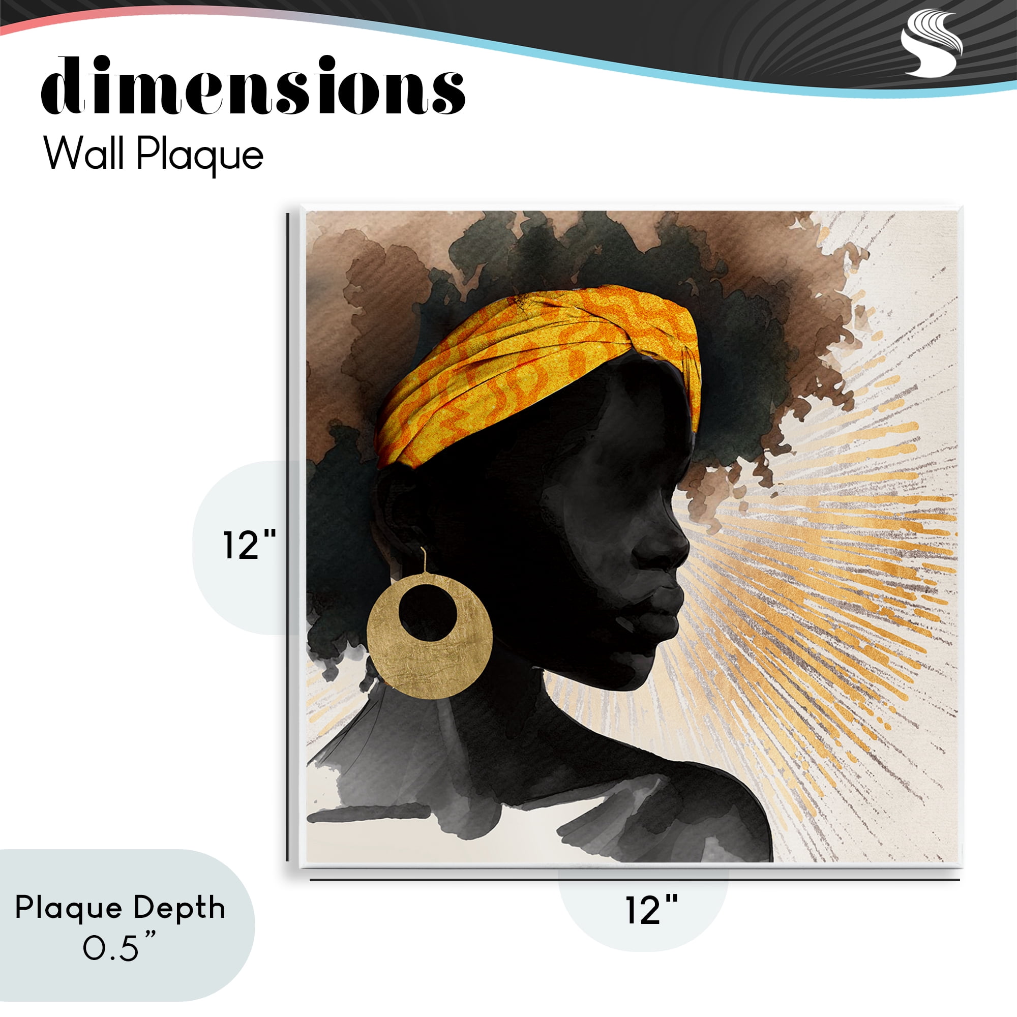 Stupell Industries Sunburst Silhouette with Headwrap Wall Plaque Art, design by CAD Designs