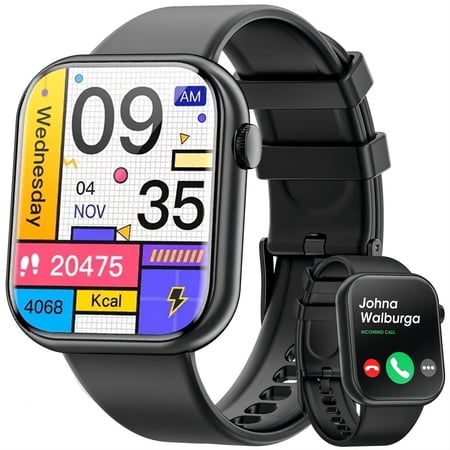 BEYCED Smart Watch 185" Black Aluminum Case with Black Sport Band