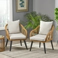 thumbnail image 2 of GDF Studio Becky Indoor Wicker Club Chairs with Cushions, Set of 2, Light Brown and Beige, 2 of 10