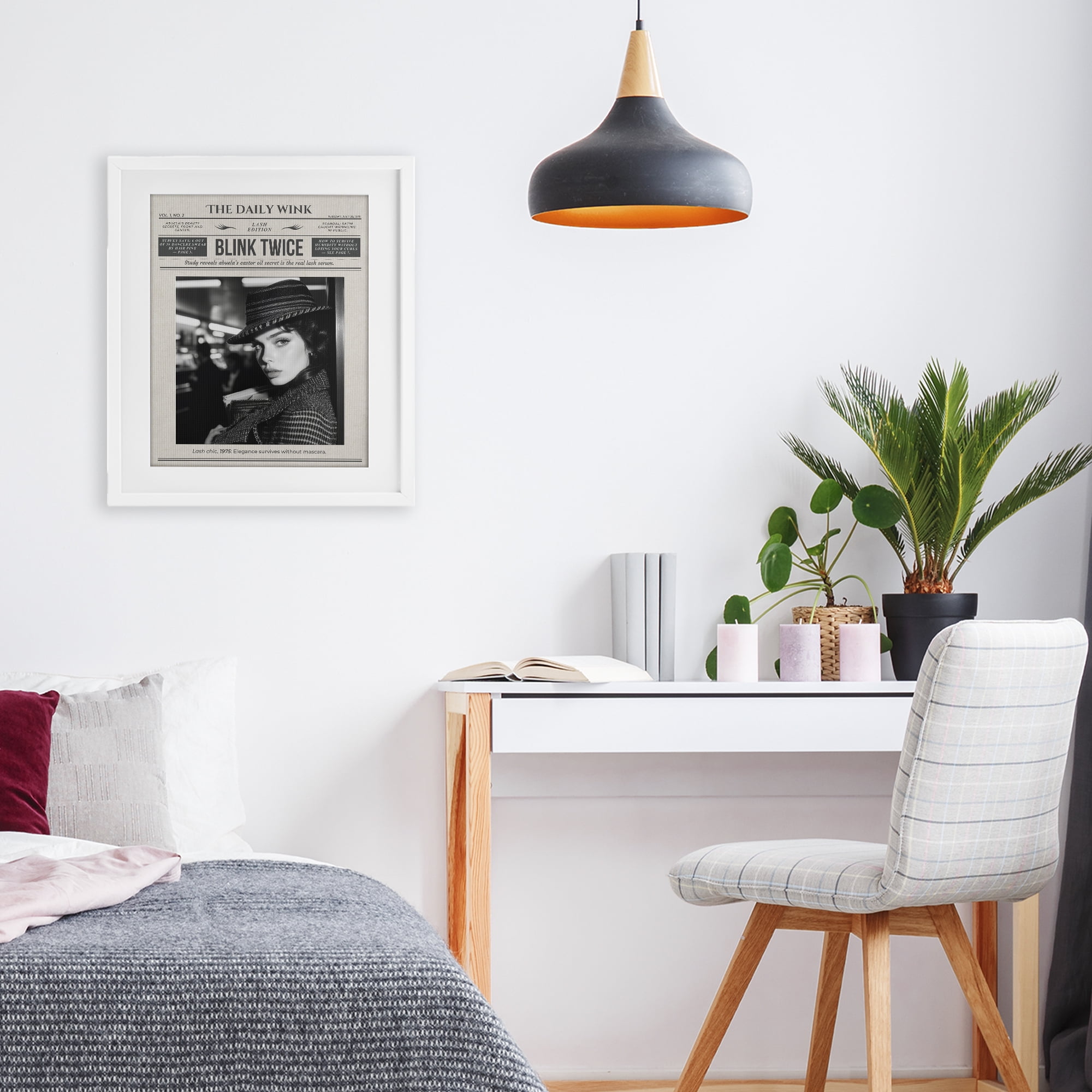 The Daily Wink Magazine White Framed Print Under Glass, design by A Barefoot Stylist