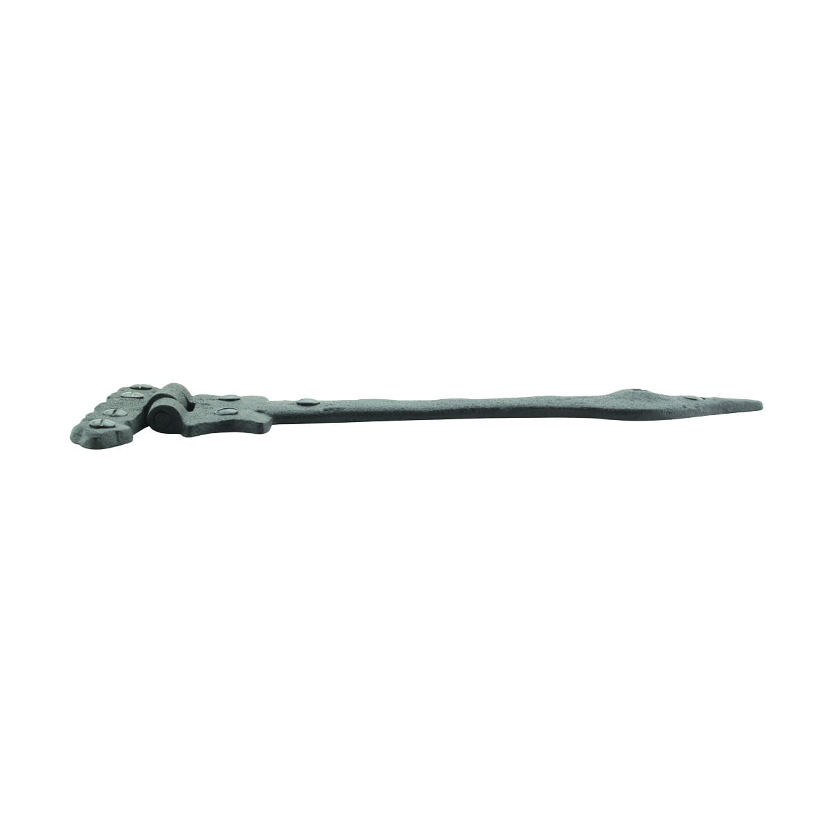 Renovators Supply Black Wrought Iron Strap Hinge 9" Spear Tip Flush Mount Heavy Duty Strap Gate and Door Hinges w/Hardware Pack of 2