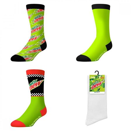 

Mountain Dew 858188 Mountain Dew Racing Crew Socks - Pack of 3