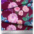 thumbnail image 2 of Soimoi Tissu en Velours Imprimé Feuilles & Roses au Mètre 58 Pouces de Large, 2 of 3