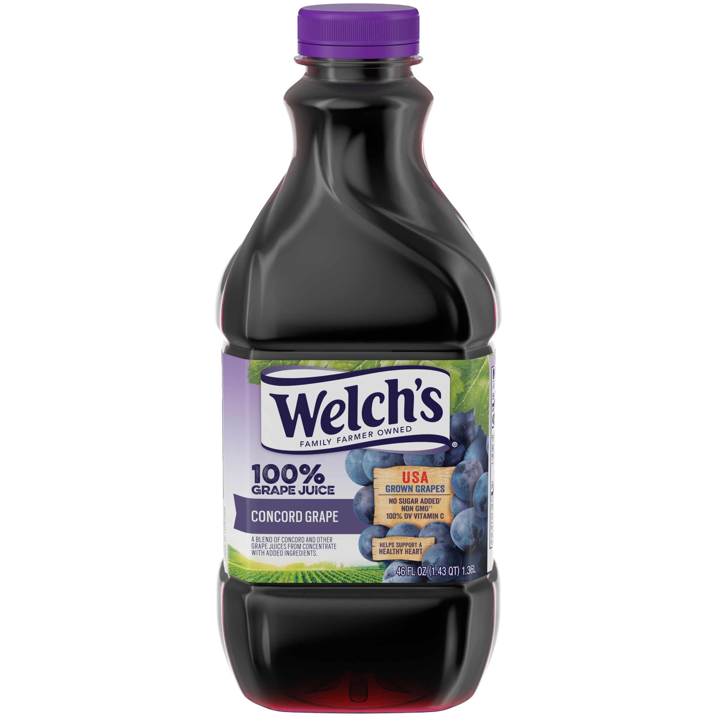 Welch's 100 Grape Juice, Concord Grape, 46 fl oz Bottle