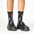 thumbnail image 4 of Zufioo Disco Mirror Ball Snowman Print Children's Mid-tube Socks, Contrast Color High Elastic Sports Socks - Sweat-absorbent, Warm, Suitable for Children Aged 6-10, 4 of 5