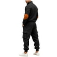 thumbnail image 4 of RXMEKW Men's Solid Color Long Sleeve Pullover Hoodie, Stand-Up Collar with Elastic Waistband and Drawstring Sweatpants Set, 4 of 9