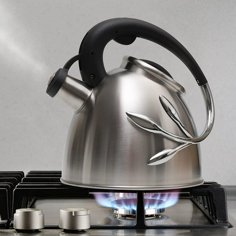 Everyday Solutions 2qt Vine SS Whistling Tea Kettle, Stainless