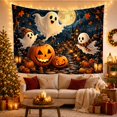 thumbnail image 3 of Armchair Bookshelf Cat with Festive Nighttime Around, Cozy Dark Academia for Book Lovers, Aesthetic Wall Decor, Halloween Gift, Tapestry Wall Hanging for Dorm and Living Room, 3 of 7