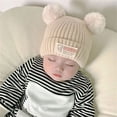 thumbnail image 6 of Infant Toddler Hat Soft Warm Hat Solid Color Winter Double Pom Wool Knitted Cap for 3-30 Months Old Kids, 6 of 9