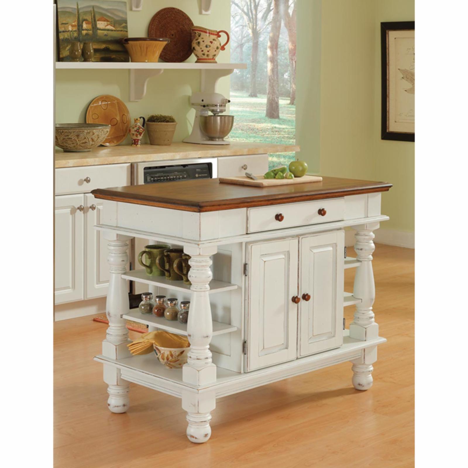 Homestyles Americana Off White Wood Kitchen Island with Storage and Open Shelves - image 2 of 2