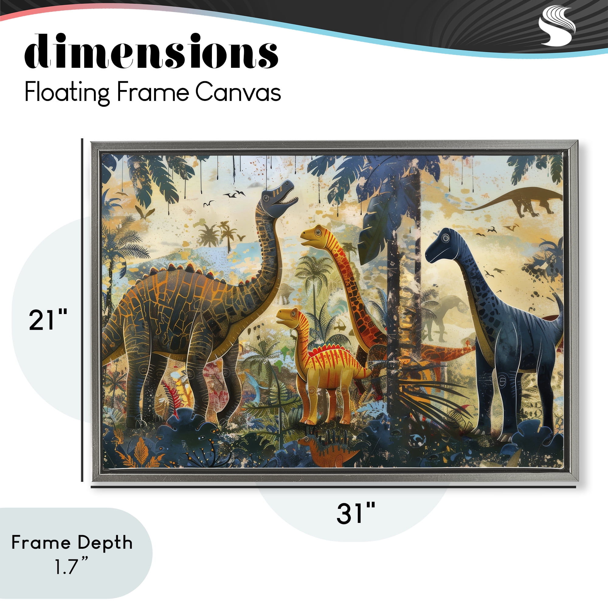 Stupell Industries Jurassic Journey in Nature Gray Framed Floater Canvas Wall Art, design by Lazar Studio