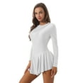 thumbnail image 2 of YONGHS Women's Rhinestone Figure Skating Dress Long Sleeves Spandex Gymnastics Leotard White M, 2 of 7