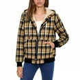 thumbnail image 5 of FDGIU Women's Plus Size Plaid Flannel Sherpa Lined Hooded Shacket - Warm Loose Fit Fall Winter Outdoor Casual Jacket, 5 of 5
