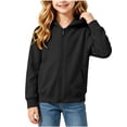 thumbnail image 7 of akafmk Girls Full Zip Up Hoodie Sweatshirt Long Sleeve Jacket Solid Color Versatile Casual Hooded Sweatshirts Activewear Outdoor Fall Clothes, Size 7-8 Years, 7 of 7